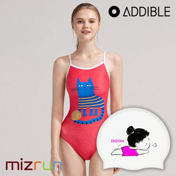 애디블 / 여자 수영복 세트 ASWRE027 + 디자인 수모 증정