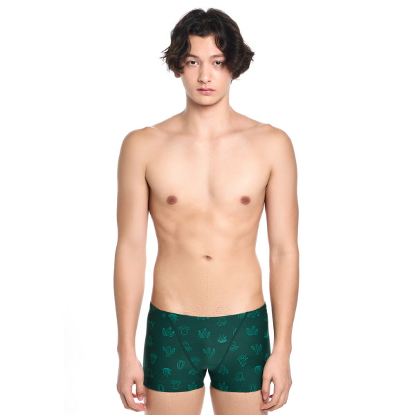 후그 남자 실내 수영복 엠보스 선인장그린 미니사각 슬림핏 탄탄이 MFT952 디자인 수모 증정