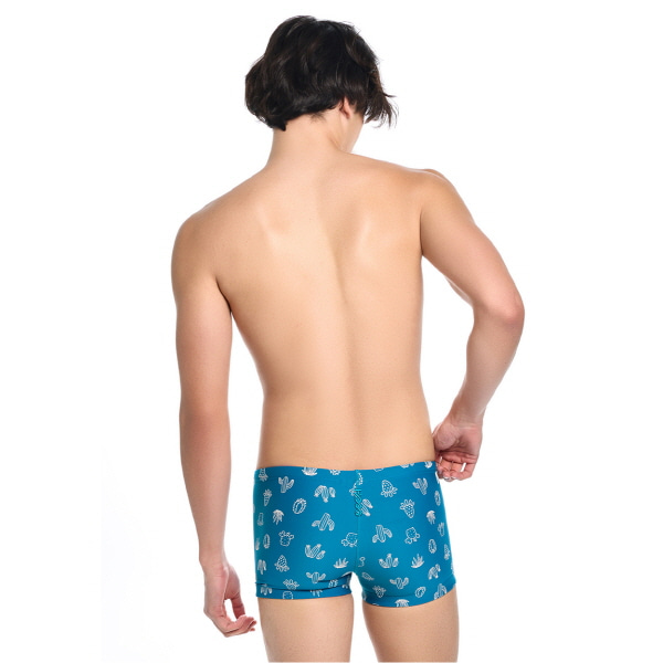 후그 남자 실내 수영복 엠보스 선인장블루 미니사각 슬림핏 탄탄이 MFT953 디자인 수모 증정