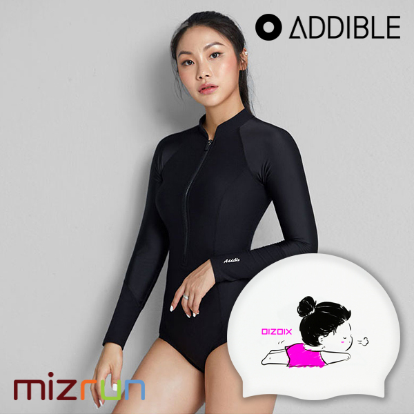 애디블 / 여자 수영복 세트 ASWBK017-1 + 디자인 수모 증정
