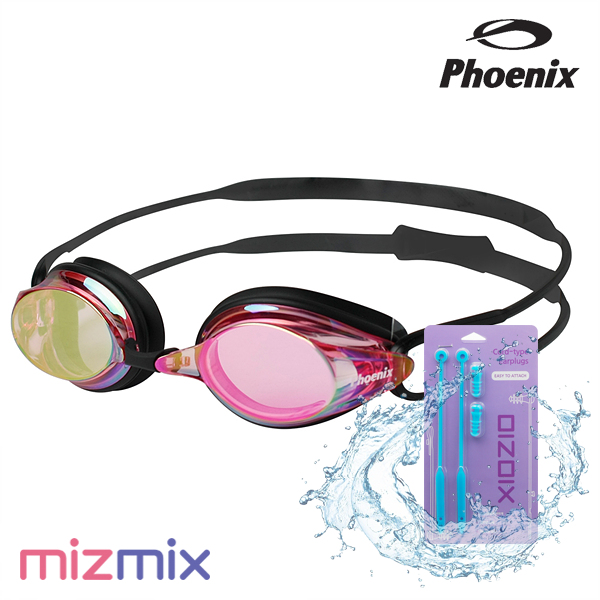 피닉스 / 씨파이어 미러 수경 PN-1000M Pink + 코드형 귀마개 세트