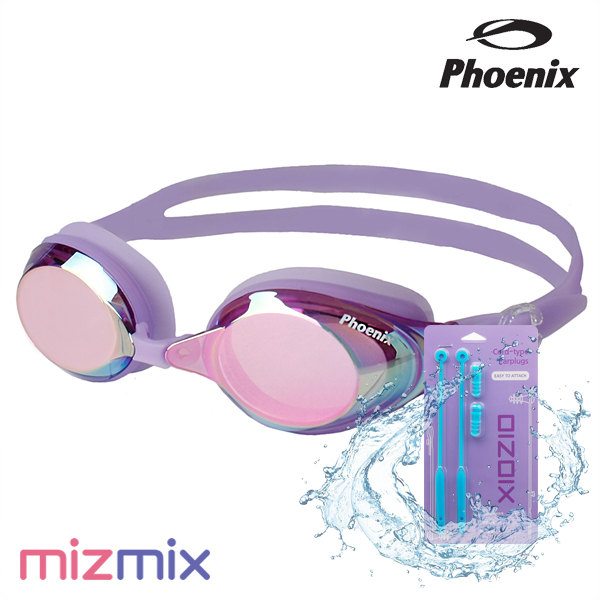 피닉스 / 코모도 미러 수경 PN-1200M Violet + 코드형 귀마개 세트