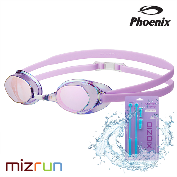 피닉스 / 톰캣 노패킹 미러 수경 PR-201M Violet + 귀마개 세트