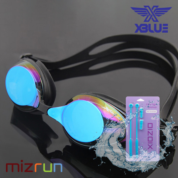 엑스블루 / 미러 수경 XB24MR-BLU + 코드형 귀마개 세트