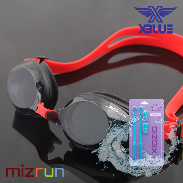 엑스블루 / 노미러 수경 XB24N-RED + 코드형 귀마개 세트