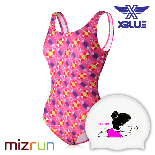 엑스블루 / 여자 수영복 세트 XBL-0021-10 + 디자인 수모 증정