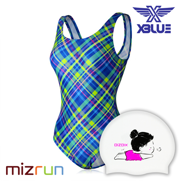 엑스블루 / 여자 수영복 세트 XBL-0021-15 + 디자인 수모 증정