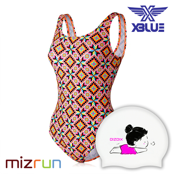엑스블루 / 여자 수영복 세트 XBL-0021-16 + 디자인 수모 증정
