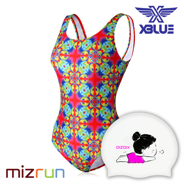 엑스블루 / 여자 수영복 세트 XBL-0021-22 + 디자인 수모 증정