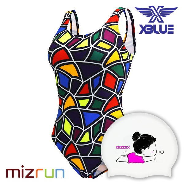 엑스블루 / 여성 아쿠아복 수영복 XBL-0021-28 + 디자인 수모 증정