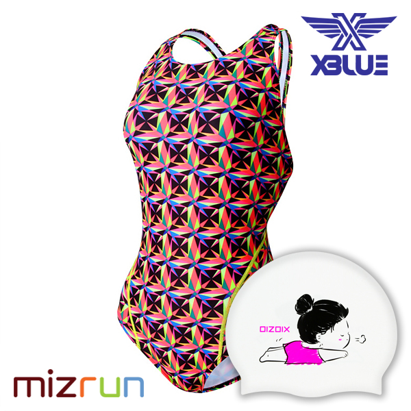 엑스블루 / 여자 수영복 세트 XBL-0022-3 + 디자인 수모 증정