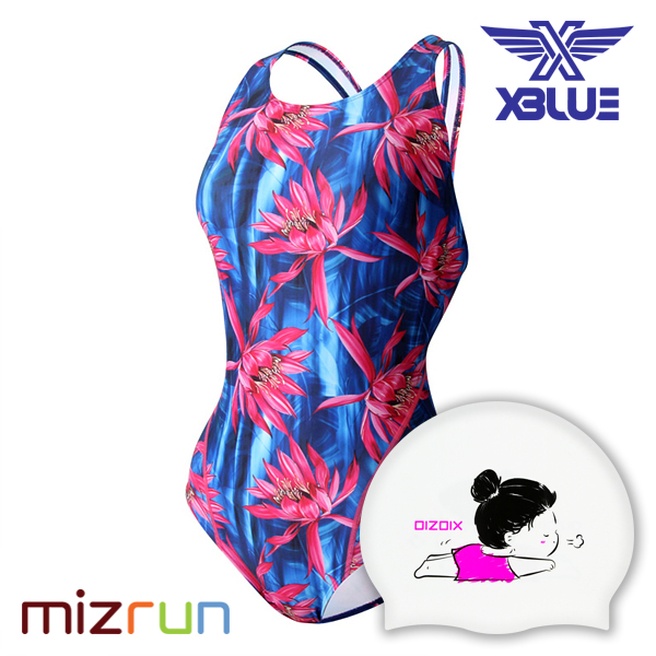 엑스블루 / 여자 수영복 세트 XBL-0022-7 + 디자인 수모 증정