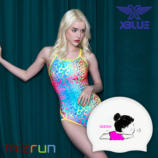 엑스블루 / 여자 수영복 세트 XBL-3000-01 + 디자인 수모 증정