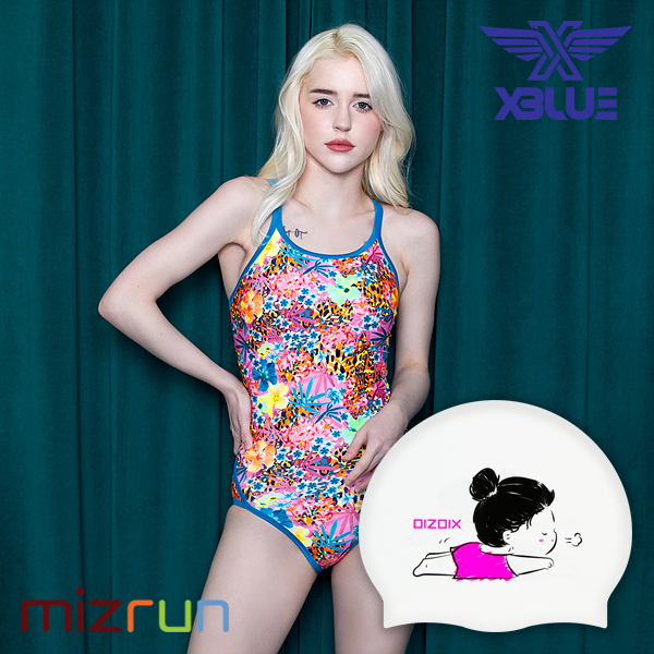 엑스블루 / 여자 수영복 세트 XBL-3000-04 + 디자인 수모 증정