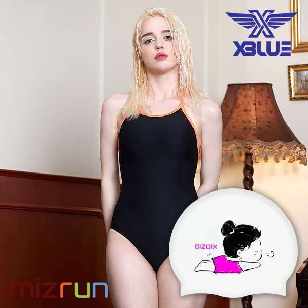 엑스블루 / 여자 수영복 세트 XBL-3003-02 + 디자인 수모 증정