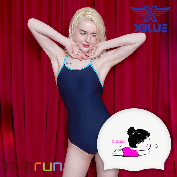 엑스블루 / 여자 수영복 세트 XBL-3003-07 + 디자인 수모 증정