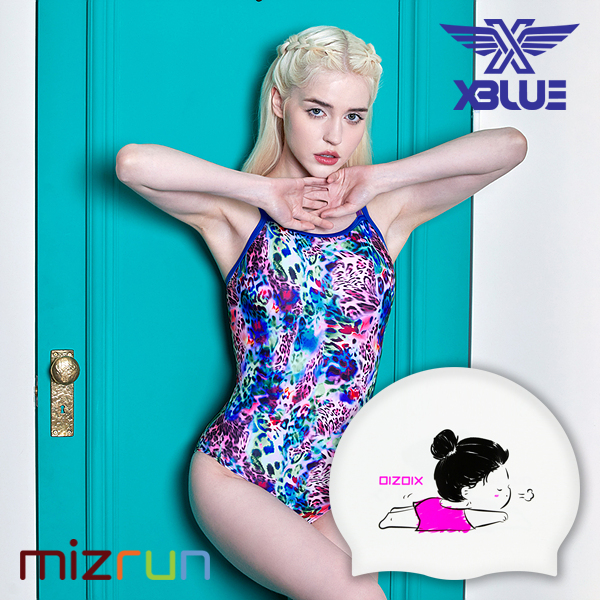 엑스블루 / 여자 수영복 세트 XBL-3027-01 + 디자인 수모 증정