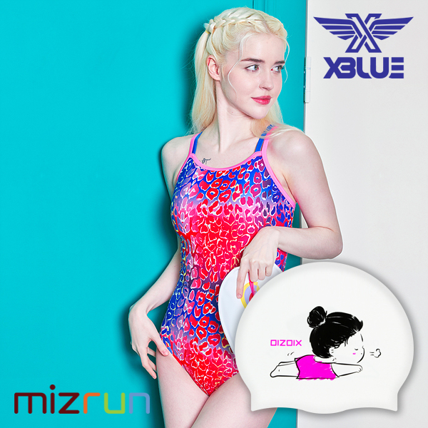 엑스블루 / 여자 수영복 세트 XBL-3027-04 + 디자인 수모 증정