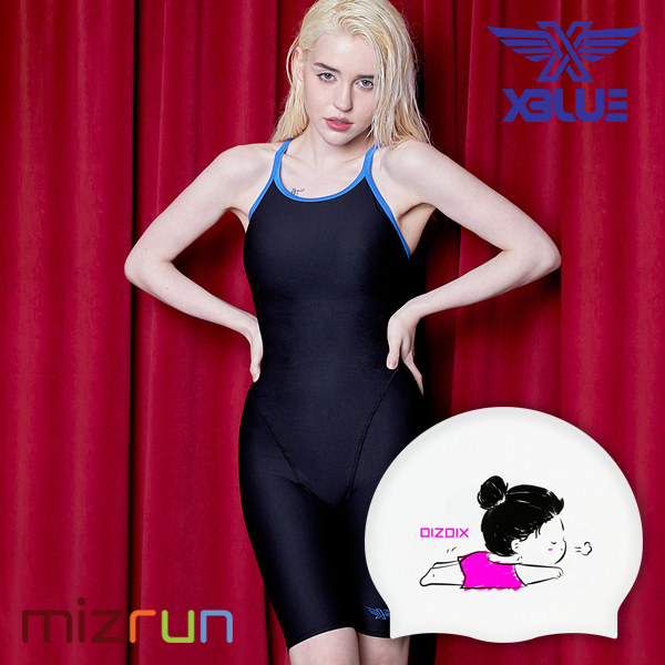 엑스블루 / 여자 수영복 세트 XBL-3035-05 + 디자인 수모 증정