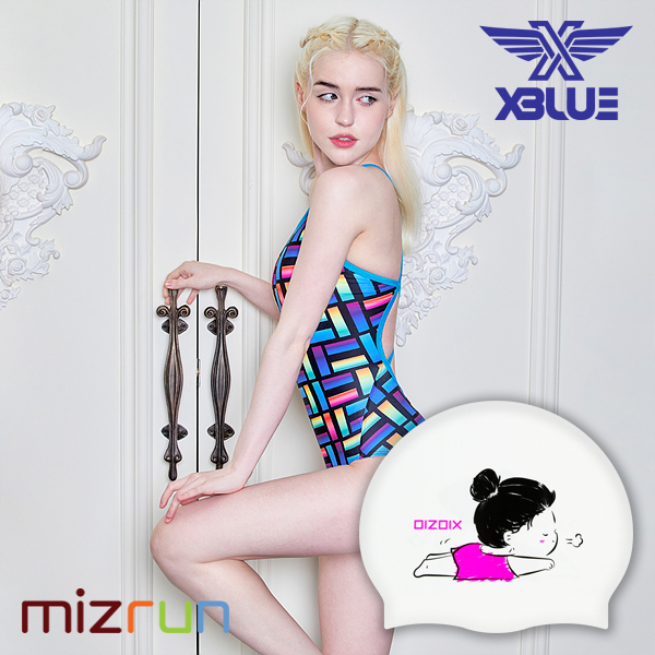 엑스블루 / 여자 수영복 세트 XBL-3047-01 + 디자인 수모 증정