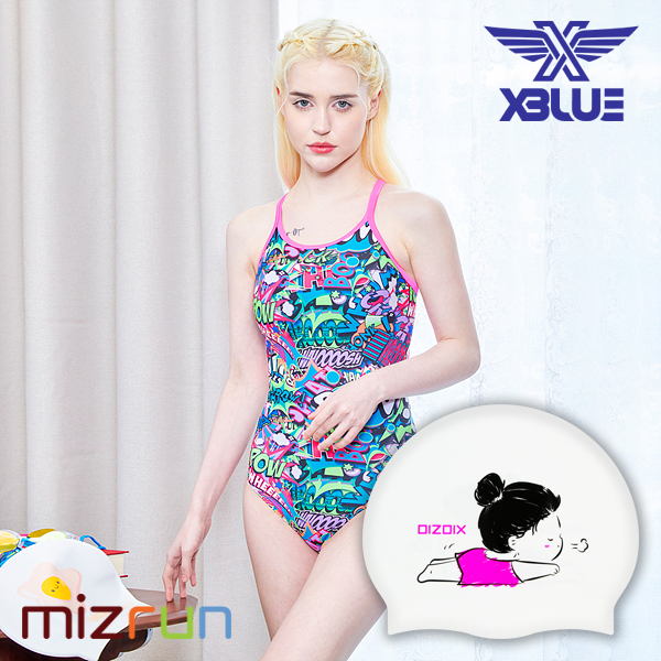 엑스블루 / 여자 수영복 세트 XBL-3047-03 + 디자인 수모 증정