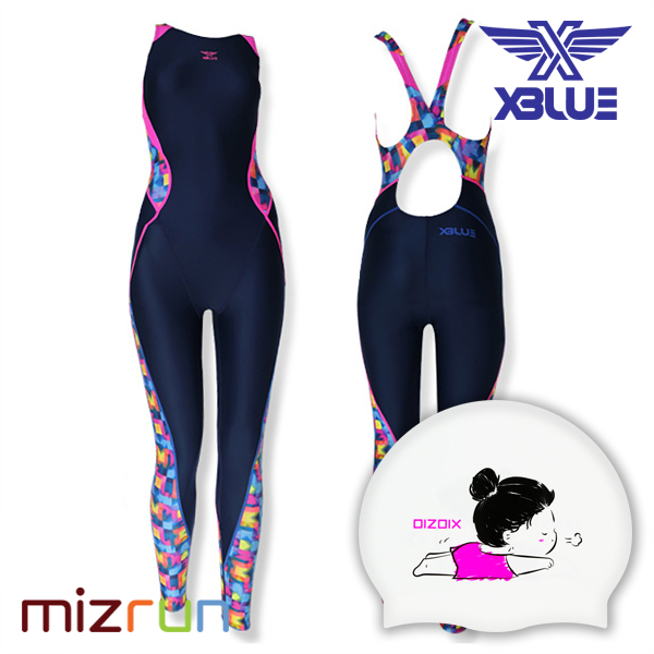엑스블루 / 여자 수영복 세트 XBL-8025-11 + 디자인 수모 증정