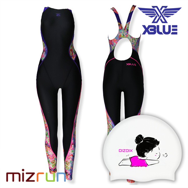 엑스블루 / 여자 수영복 세트 XBL-8025-12 + 디자인 수모 증정
