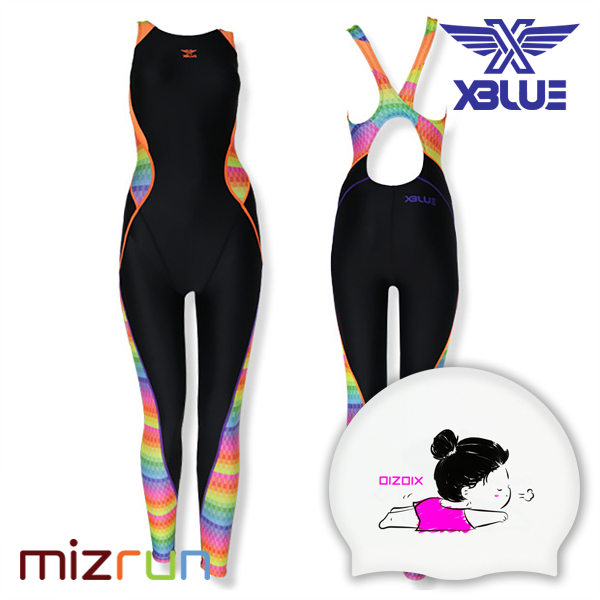 엑스블루 / 여자 수영복 세트 XBL-8025-14 + 디자인 수모 증정