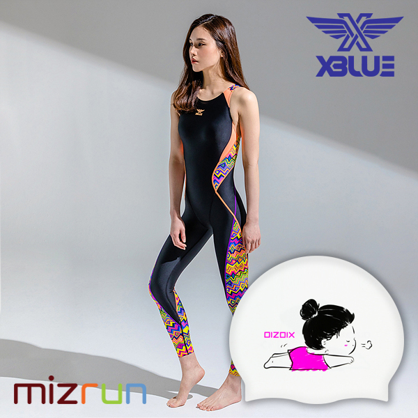 엑스블루 / 여자 수영복 세트 XBL-8025-7 + 디자인 수모 증정