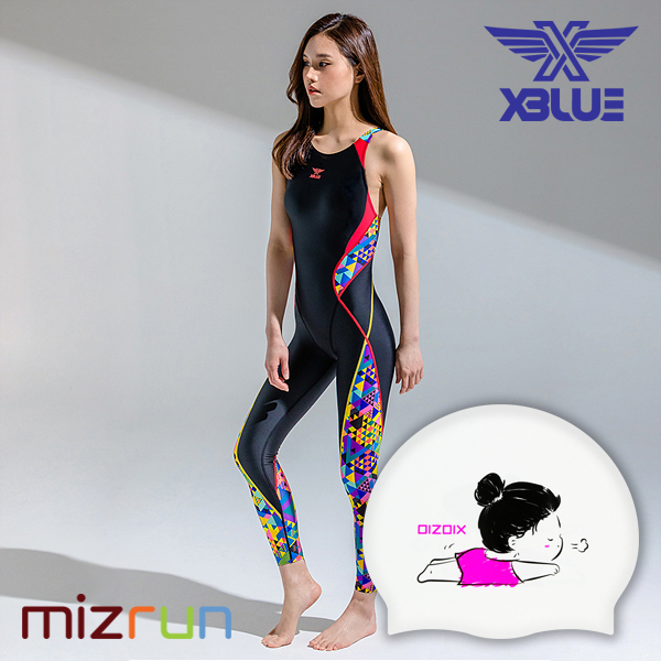 엑스블루 / 여자 수영복 세트 XBL-8025-9 + 디자인 수모 증정