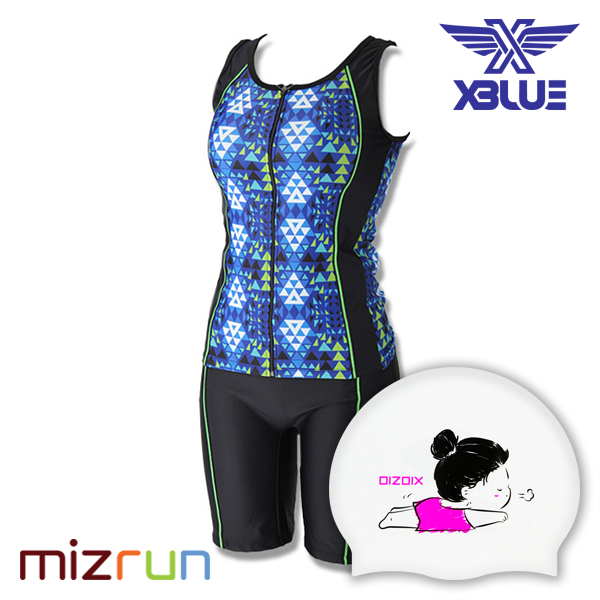 엑스블루 / 여자 수영복 세트 XWU-6007-3 + 디자인 수모 증정