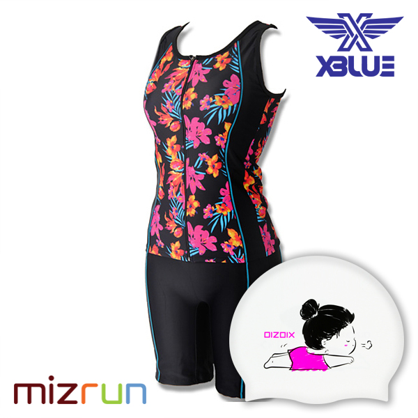 엑스블루 / 여자 수영복 세트 XWU-6007-4 + 디자인 수모 증정