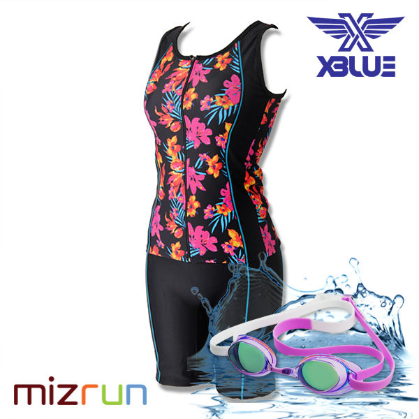 엑스블루 / 여자 수영복 세트 XWU-6007-4 + 수경 증정