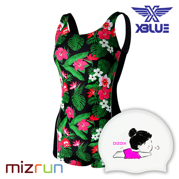 엑스블루 / 여자 수영복 세트 XWU-8301-11 + 디자인 수모 증정