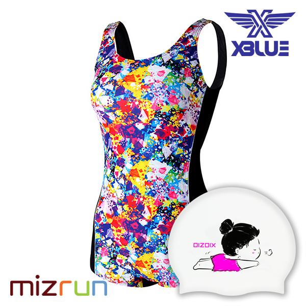 엑스블루 / 여자 수영복 세트 XWU-8301-12 + 디자인 수모 증정