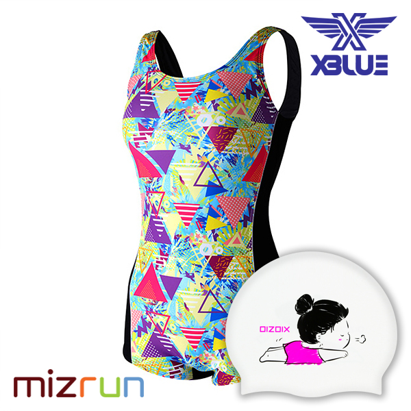 엑스블루 / 여자 수영복 세트 XWU-8301-14 + 디자인 수모 증정