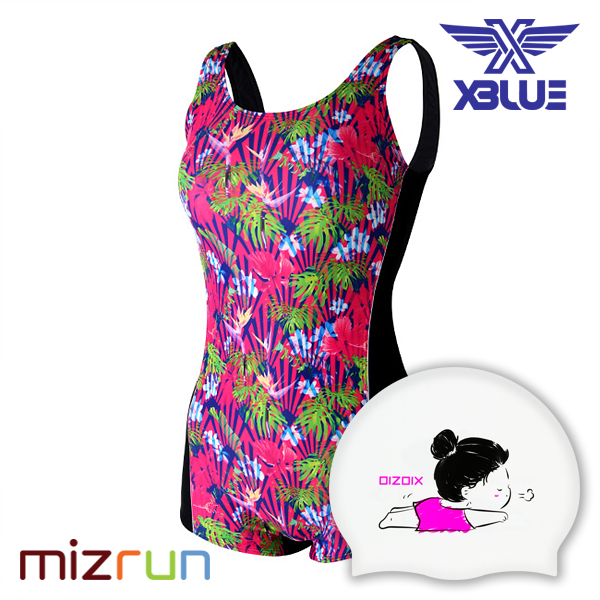 엑스블루 / 여자 수영복 세트 XWU-8301-15 + 디자인 수모 증정