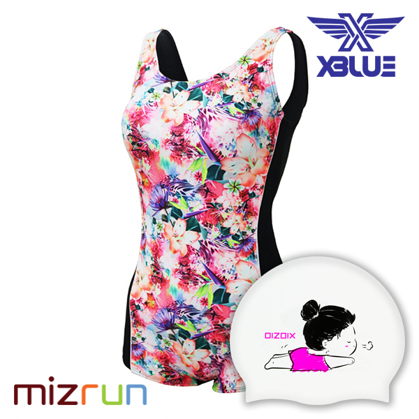 엑스블루 / 여자 수영복 세트 XWU-8301-17 + 디자인 수모 증정