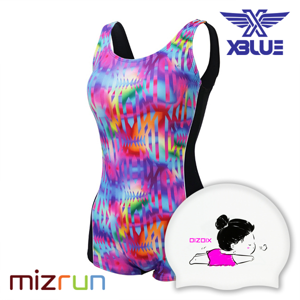 엑스블루 / 여자 수영복 세트 XWU-8301-18 + 디자인 수모 증정