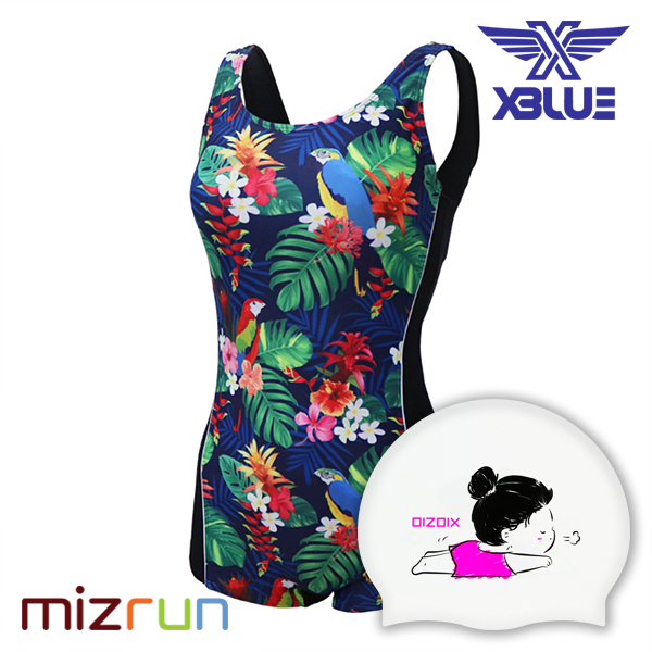 엑스블루 / 여자 수영복 세트 XWU-8301-19 + 디자인 수모 증정