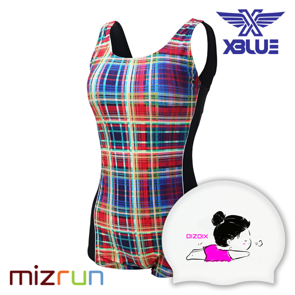 엑스블루 / 여자 수영복 세트 XWU-8301-21 + 디자인 수모 증정