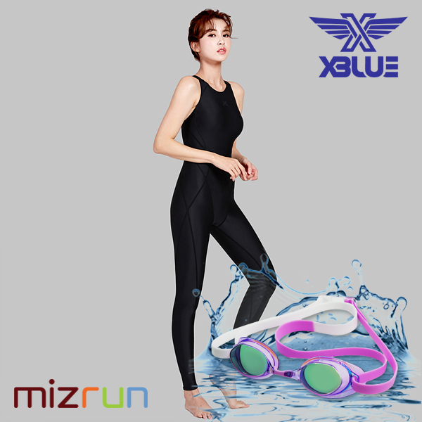 엑스블루 / 여자 수영복 세트 XWX-7002-BKBK + 수경 증정