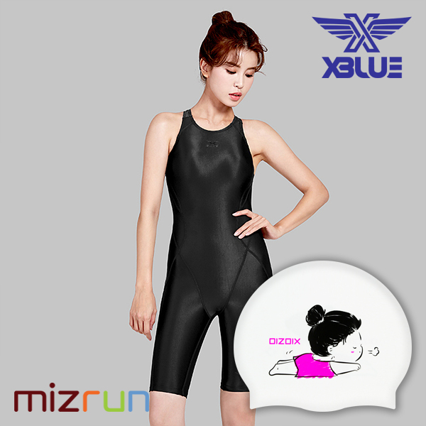 엑스블루 / 여자 수영복 세트 XWX-7003-BLK + 디자인 수모 증정